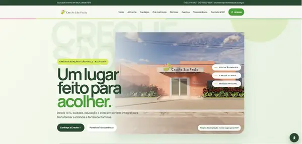 Página inicial do site da Creche São Paulo